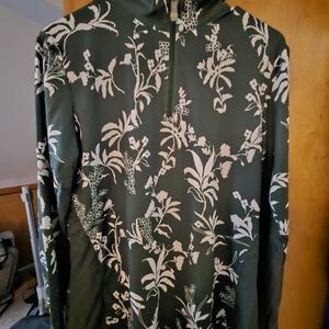 Floral Green Long Sleeve Women's Top